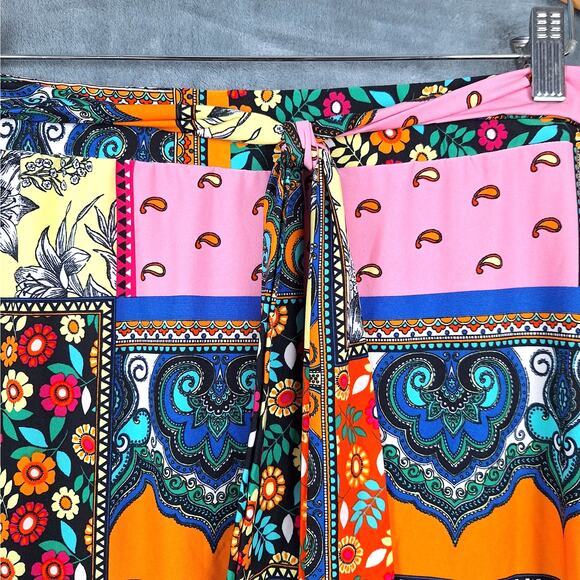 Womens Skirt XL Patchwork Boho Peasant Bandana Hippie Floral Midi Festival Fairy - Picture 3 of 8